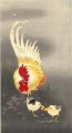 gallo y polluelos Ohara Koson japonés